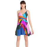Confetti Ave Spaghetti Strap Sleeveless Falred Hem Short Dress - Objet D'Art