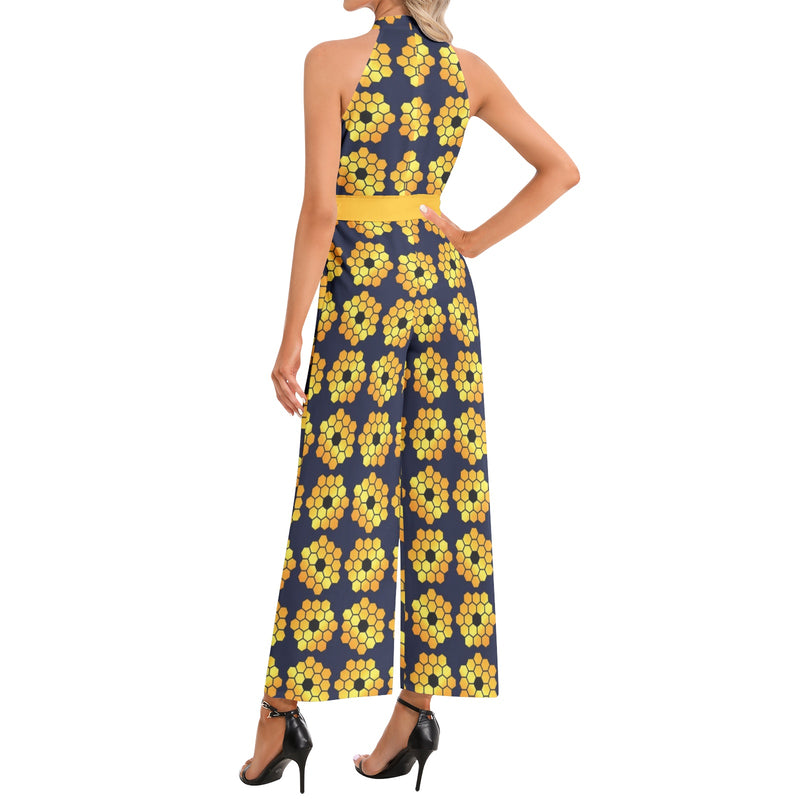L2 Orbit Halter Neck Buckle Belted Jumpsuit - Objet D'Art