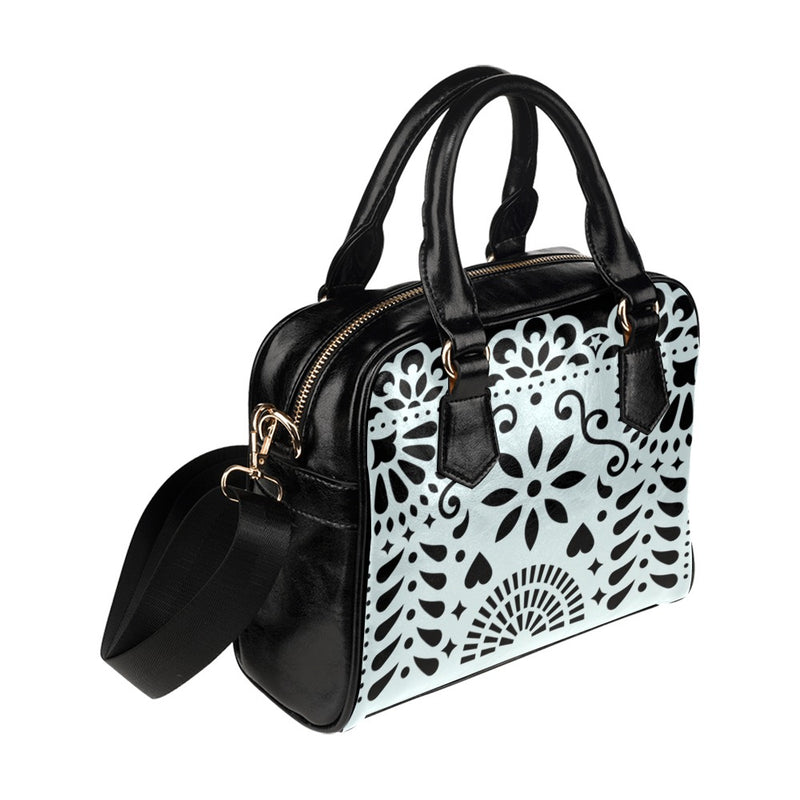 Light Gray Papel Picado Shoulder Handbag (Model 1634) - Objet D'Art