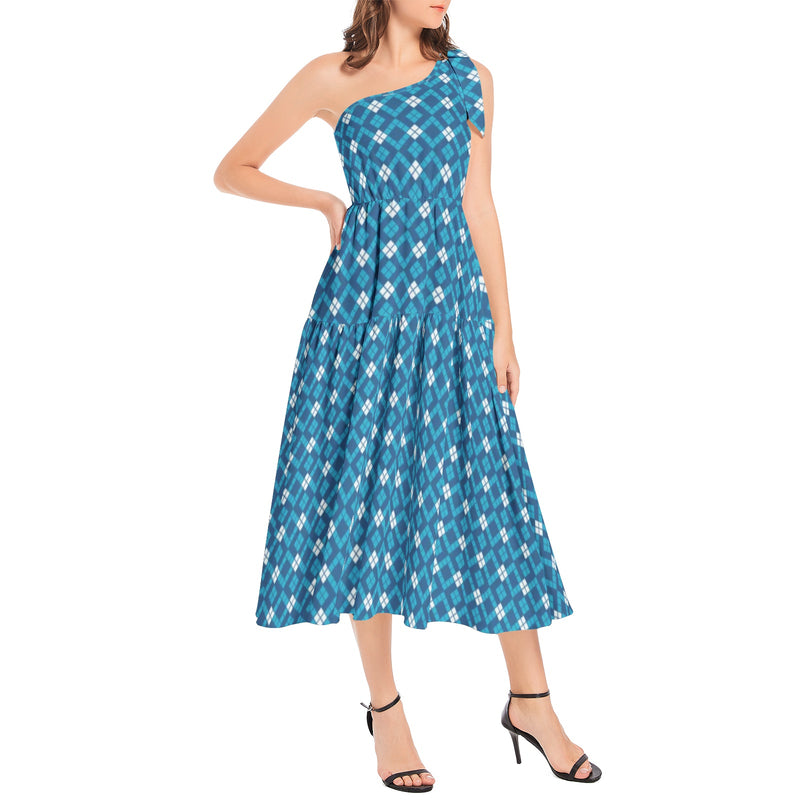 Ruffle Hem One Shoulder Midi Dress - Objet D'Art