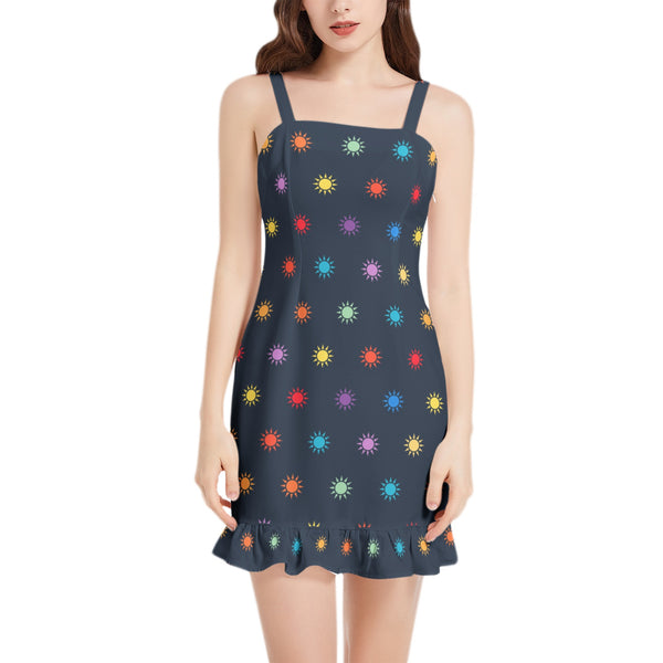 Suns of the Universe Sleeveless Square Neck Ruffle Hem Mini Dress - Objet D'Art