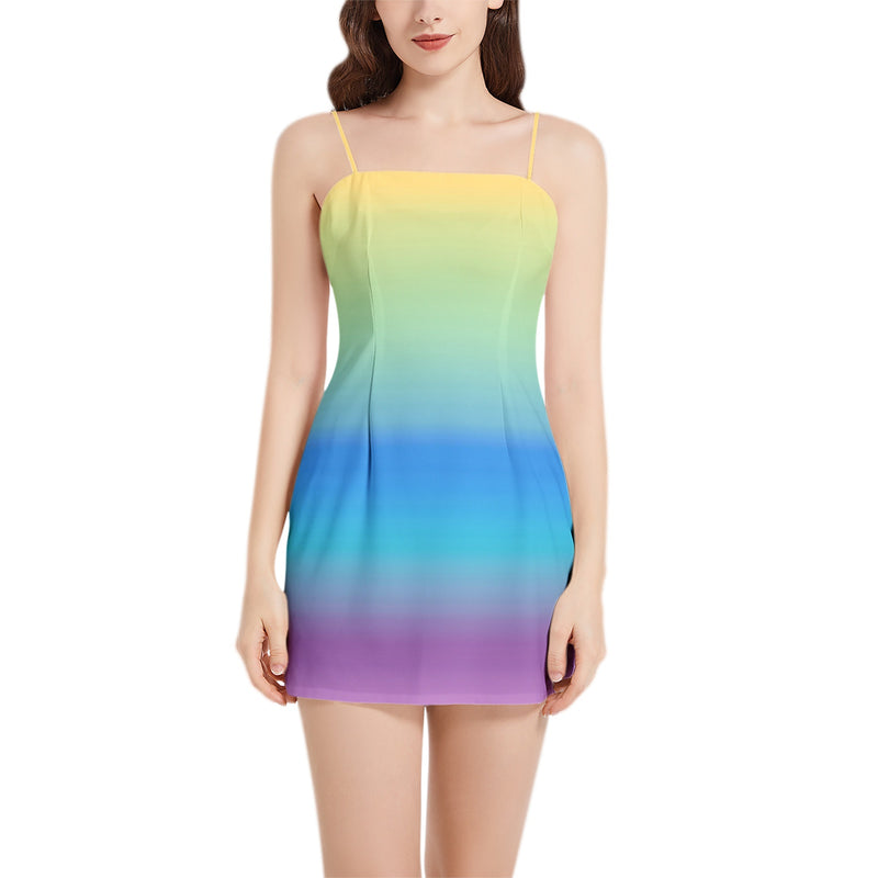 Desert Oasis Sleeveless Square Neckline Spaghetti Strap Mini Dress - Objet D'Art