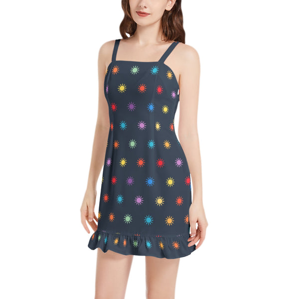 Suns of the Universe Sleeveless Square Neck Ruffle Hem Mini Dress - Objet D'Art