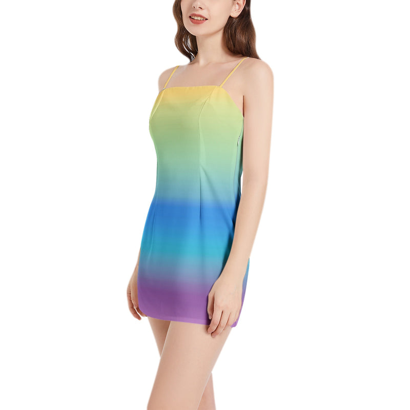 Desert Oasis Sleeveless Square Neckline Spaghetti Strap Mini Dress - Objet D'Art