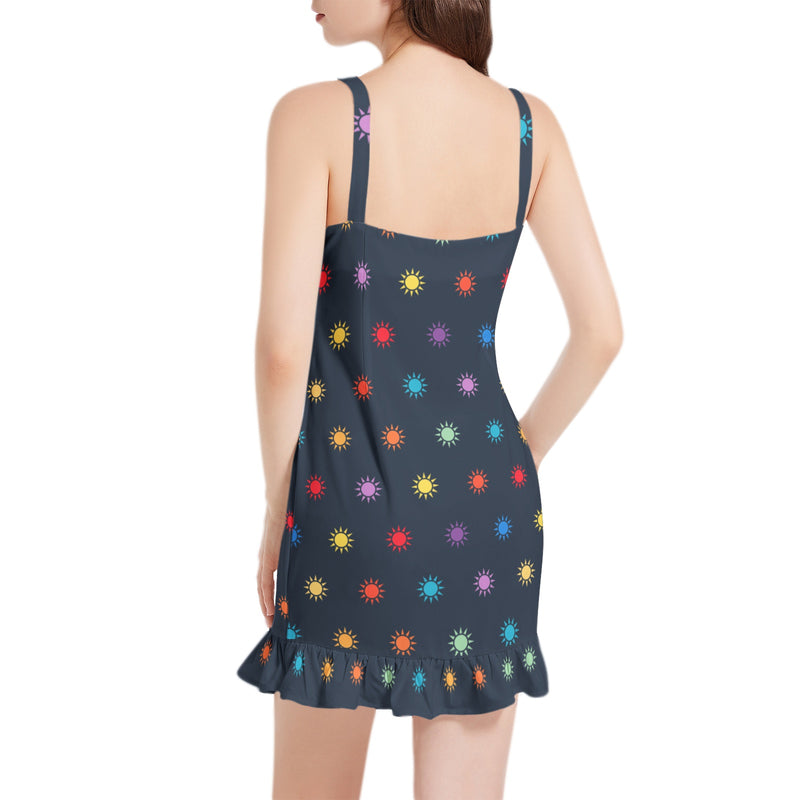 Suns of the Universe Sleeveless Square Neck Ruffle Hem Mini Dress - Objet D'Art