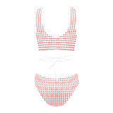 red hot hearts print Cross String Bikini Set (Model S29) - Objet D'Art