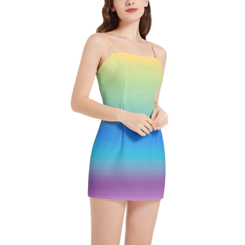 Desert Oasis Sleeveless Square Neckline Spaghetti Strap Mini Dress - Objet D'Art