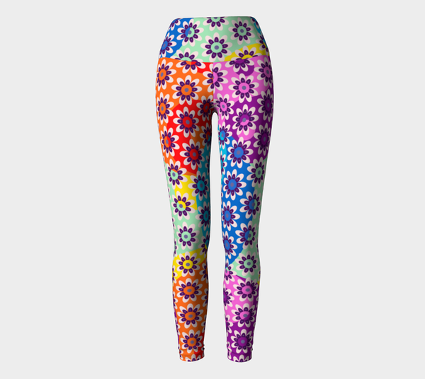 Yin Yang Daisies Yoga Leggings - Objet D'Art