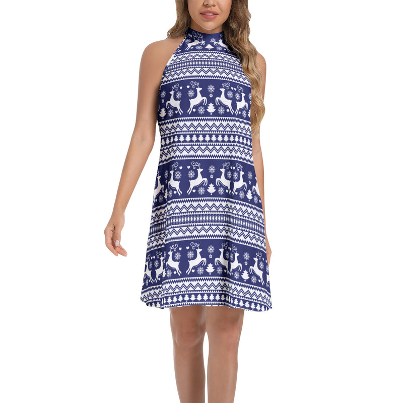 Winter Wonderland Tie Back Halter Neck Flared Dress 3XL Winter Wonderland Tie Back Halter Neck Flared Dress 3XL