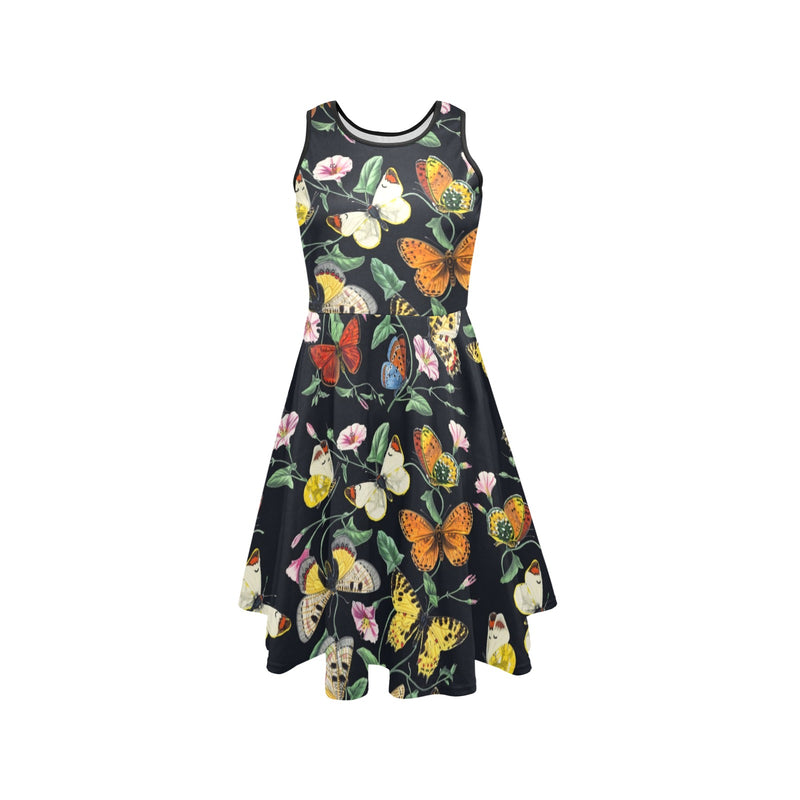 butterfly print Sleeveless Expansion Dress (Model D60) - Objet D'Art