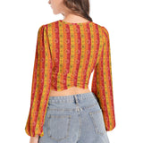Women's Deep V-Neck Lantern Sleeve Crop Top - Objet D'Art