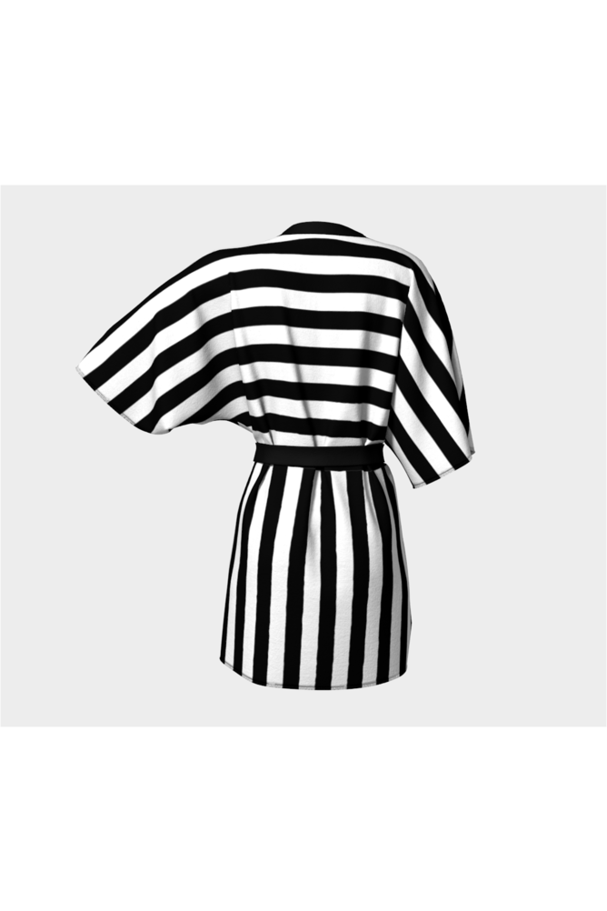 Black & White Striped Kimono Robe - Objet D'Art