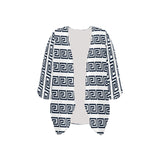 blue white greek key solid print Women's Kimono Chiffon Cover Up (Model H51) - Objet D'Art