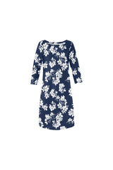 floral sleeve Rhea Loose Round Neck Dress(Model D22) - Objet D'Art