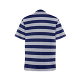 striped striped print Men's Stand-Up Collar Short Sleeve Shirt - Objet D'Art