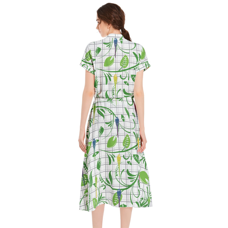 Drawstring Waist A-line Flared Midi Dress - Objet D'Art