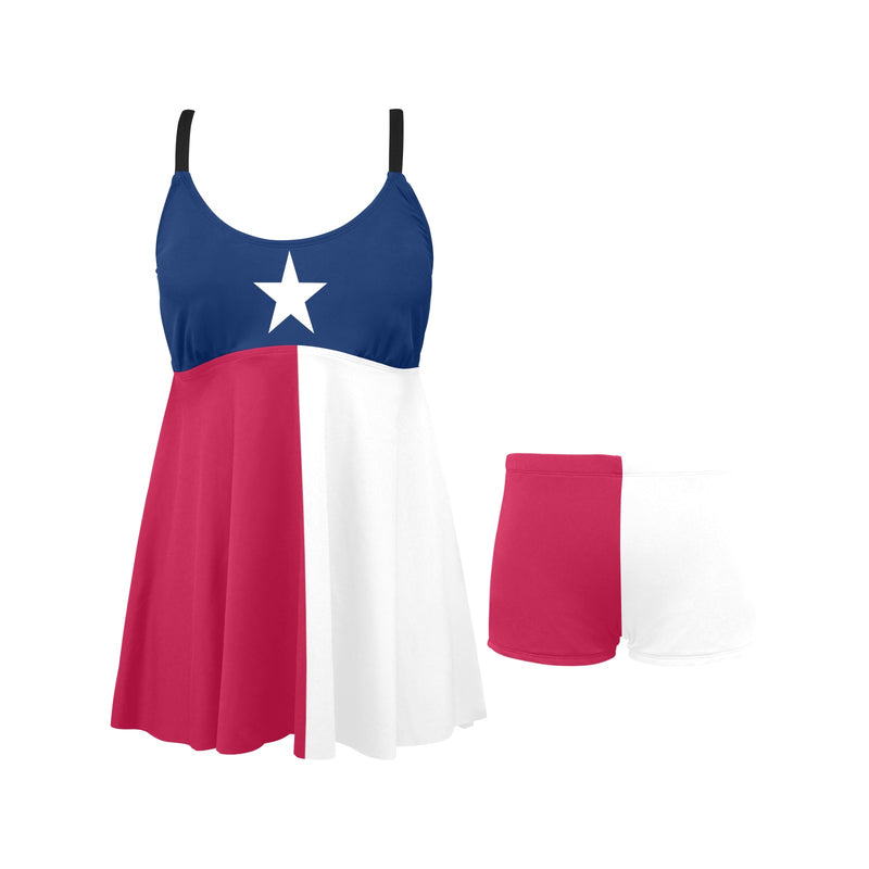 Texas Lone Star Chest Pleat Swim Dress (Model S31) - Objet D'Art