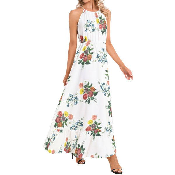 M Kemp Dahlia Ruffle Hem Halter Neck Maxi Dress - Objet D'Art
