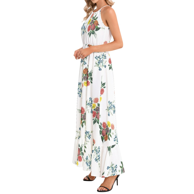 M Kemp Dahlia Ruffle Hem Halter Neck Maxi Dress - Objet D'Art