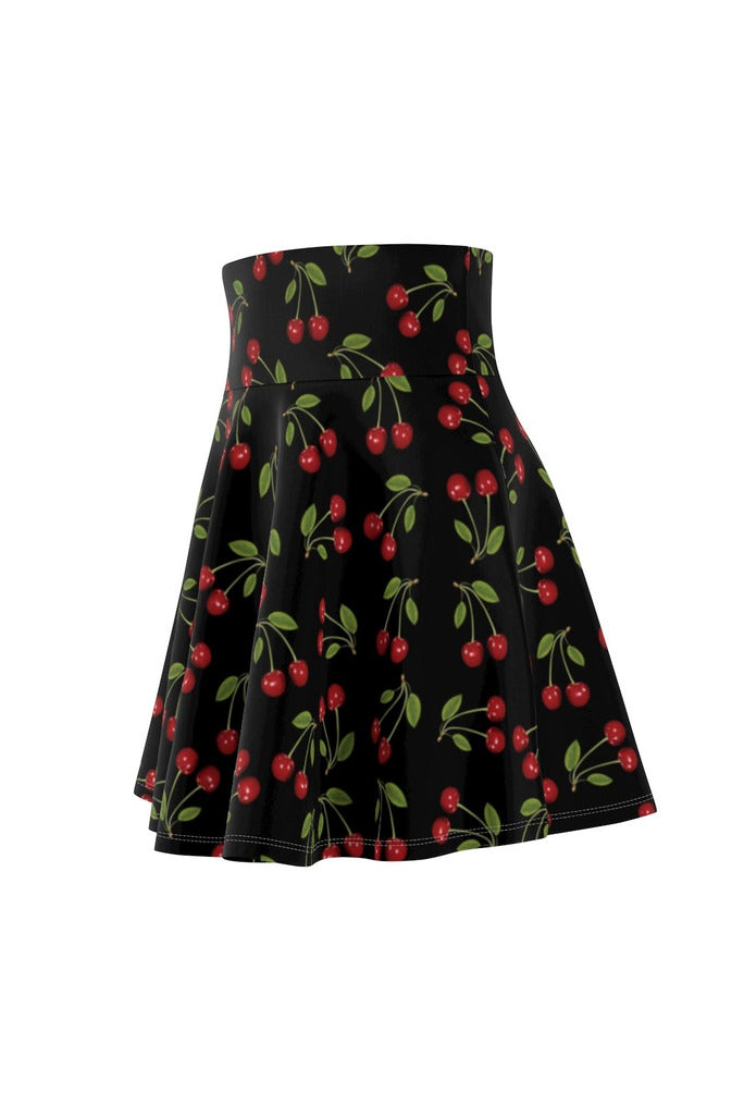 Cherry Print Women's Skater Skirt - Objet D'Art