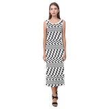 bw print A2 geometry Phaedra Sleeveless Open Fork Long Dress (Model D08) - Objet D'Art
