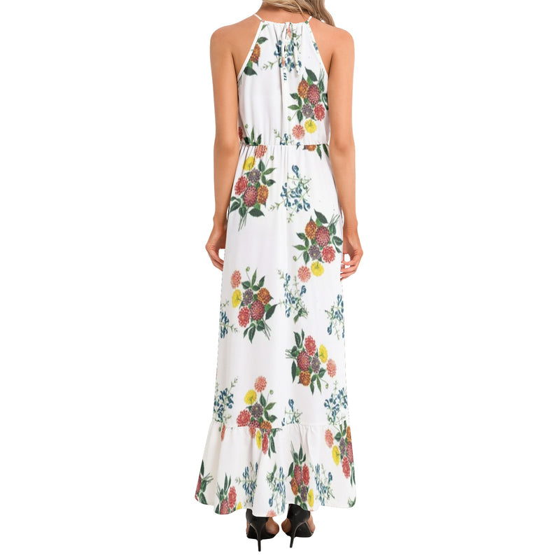 M Kemp Dahlia Ruffle Hem Halter Neck Maxi Dress - Objet D'Art