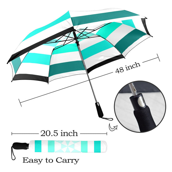 teal umbrella ombre print Semi-Automatic Foldable Umbrella (Model U12) - Objet D'Art