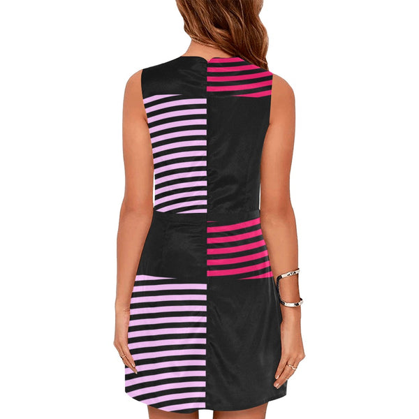 pink curve bodycon Eos Women's Sleeveless Dress (Model D01) - Objet D'Art