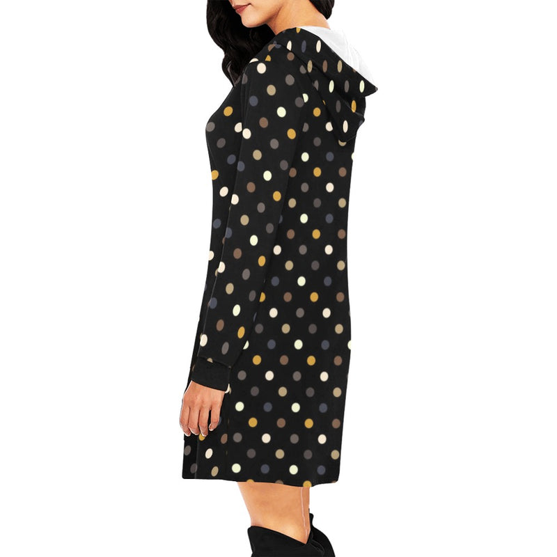 earthtone polka dot print 4A All Over Print Hoodie Mini Dress (Model H27) - Objet D'Art