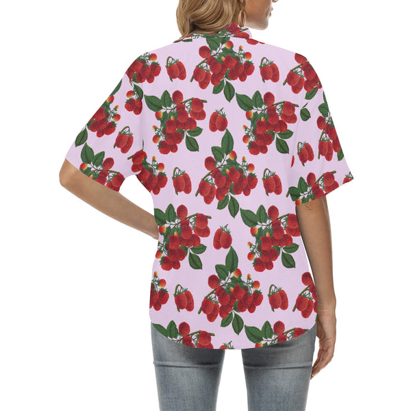 lav rasp print 2 All Over Print Hawaiian Shirt for Women (Model T58) - Objet D'Art