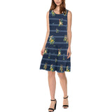 wildflower striped 2A Sleeveless Splicing Shift Dress(Model D17) - Objet D'Art