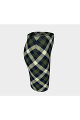 Military Chive Tartan Fitted Skirt - Objet D'Art