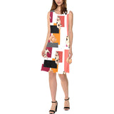cats colored back print 2 yoga_leggings_template-Recovered-Recovered copy Sleeveless Splicing Shift Dress(Model D17) - Objet D'Art
