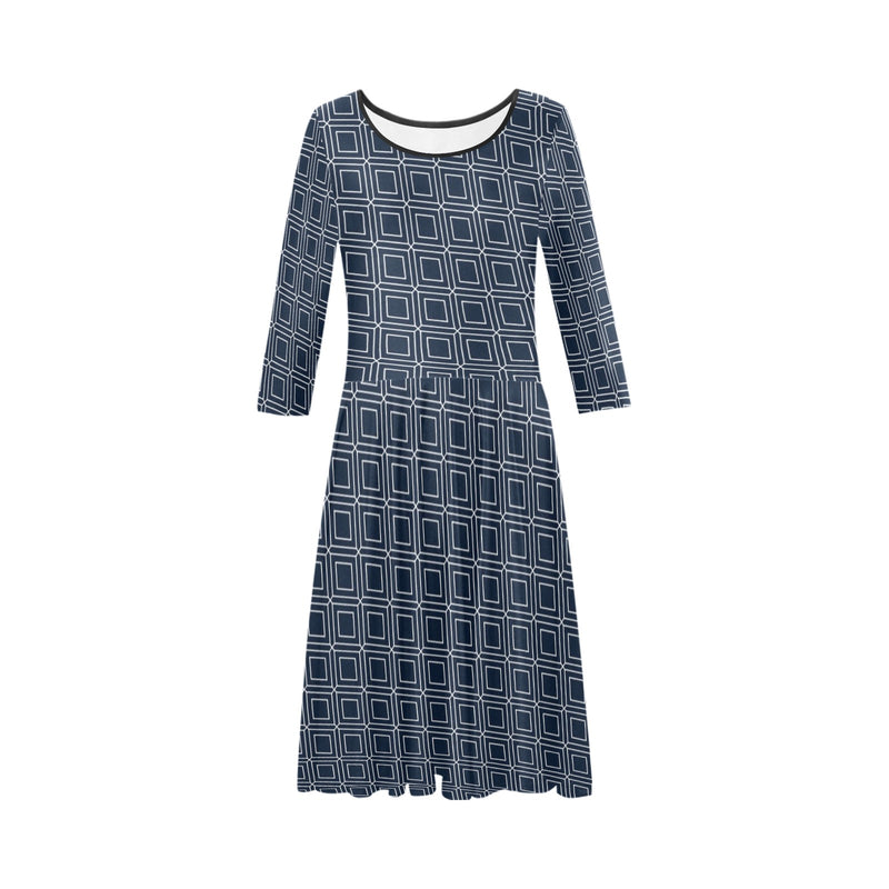 matrix square print 3 Tethys Half-Sleeve Skater Dress(Model D20)