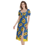 Soniashnyk Puff Sleeve Split Thigh Midi Dress - Objet D'Art