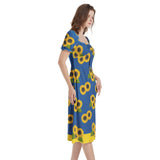Soniashnyk Puff Sleeve Split Thigh Midi Dress - Objet D'Art