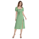 Puff Sleeve Split Thigh Midi Dress - Objet D'Art