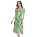 Puff Sleeve Split Thigh Midi Dress - Objet D'Art