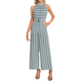 Halter Neck Buckle Belted Jumpsuit - Objet D'Art