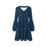 light blue scattered heart print V-Neck Loose Fit Dress (Model D62) - Objet D'Art
