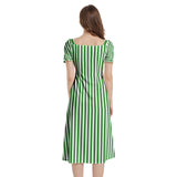 Puff Sleeve Split Thigh Midi Dress - Objet D'Art