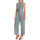 Halter Neck Buckle Belted Jumpsuit - Objet D'Art