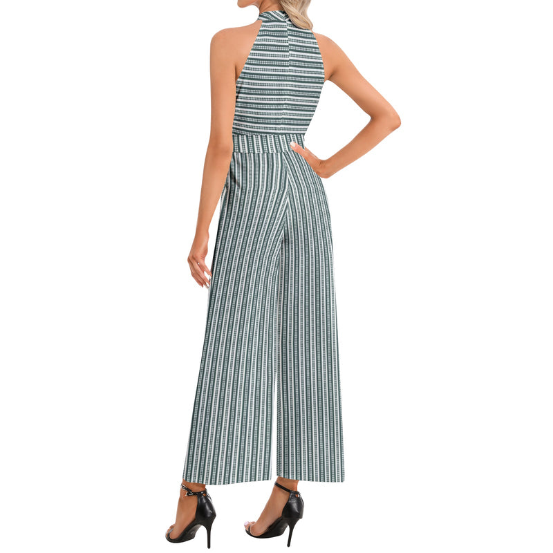Halter Neck Buckle Belted Jumpsuit - Objet D'Art