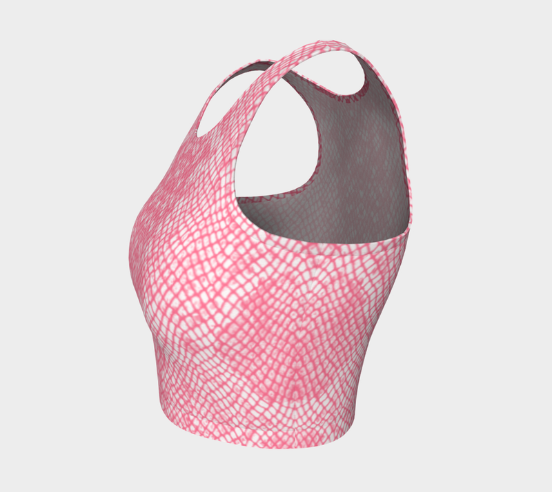 Pink Snakeskin Athletic Crop Top - Objet D'Art