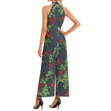 Halter Neck Buckle Belted Jumpsuit - Objet D'Art