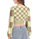 Women's Deep V-Neck Lantern Sleeve Crop Top - Objet D'Art