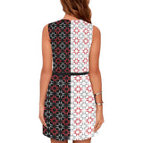 two tone triangular print 4 Eos Women's Sleeveless Dress (Model D01) - Objet D'Art