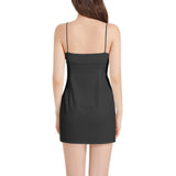 Black Sleeveless Square Neckline Spaghetti Strap Mini Dress - Objet D'Art