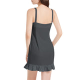 Tiger Head Sleeveless Square Neck Ruffle Hem Mini Dress - Objet D'Art