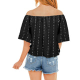 arrows rising bw print 2 Off Shoulder Knot Front Blouse (Model T71) - Objet D'Art
